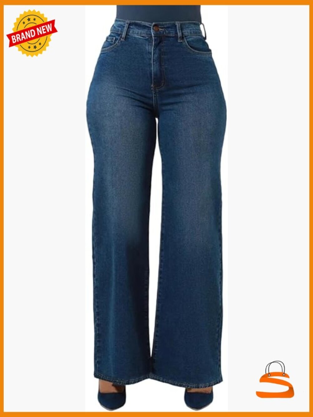 High Waisted Wide Leg Stretch Jeans Straight Baggy Denim Pants